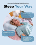 Woman sleeping on Cloudii Comfort Align pillow showing sleep position support