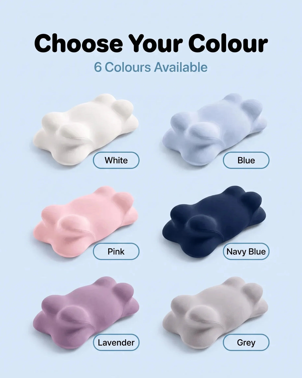 Cloudii Comfort Align pillow available color options