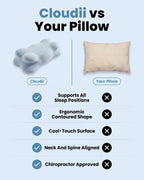 Cloudii Comfort Align pillow compared with a standard pillow