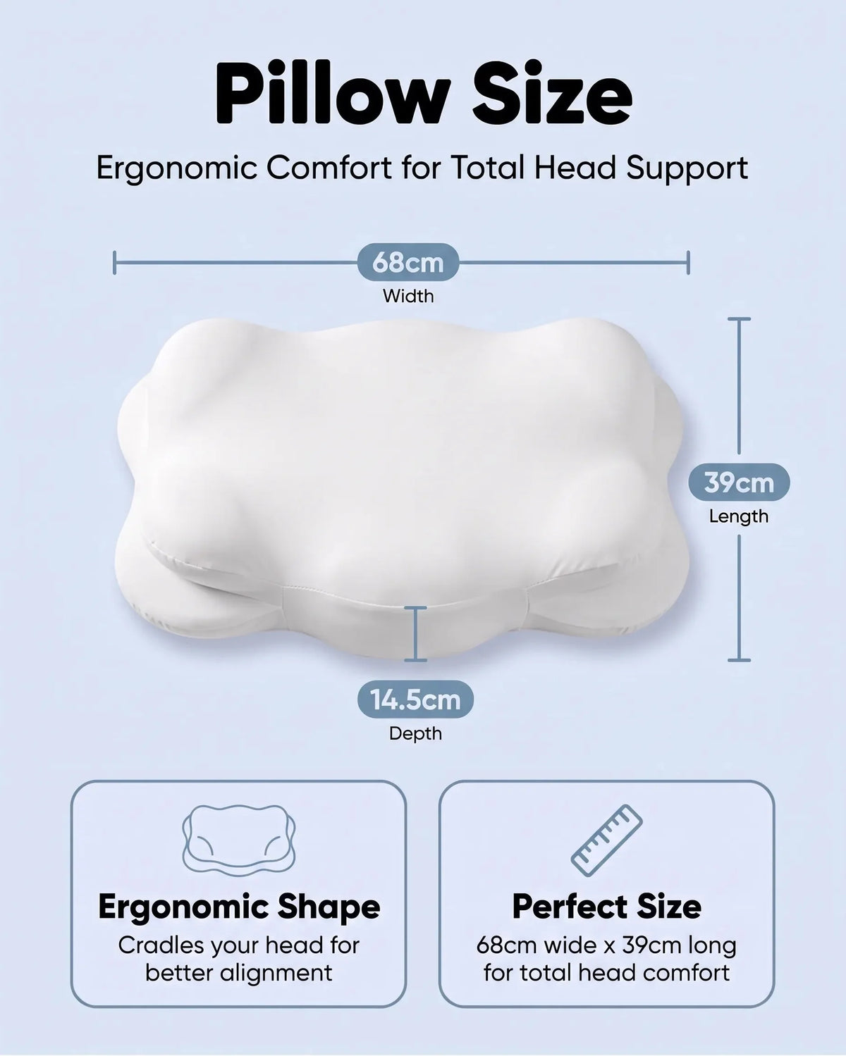 Cloudii Comfort Align pillow size and dimensions guide