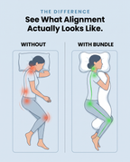 Side sleeping body alignment comparison without and with Snuggi ergonomic body pillow