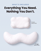 Snuggi body pillow set showing ergonomic pillow and removable curved pillow cover