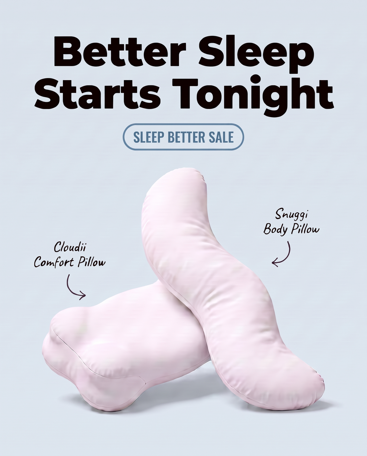 Snuggi ergonomic body pillow with curved full body support design for comfortable side sleeping