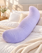 Winter Purple Snuggi Body Align full body pillow on bed